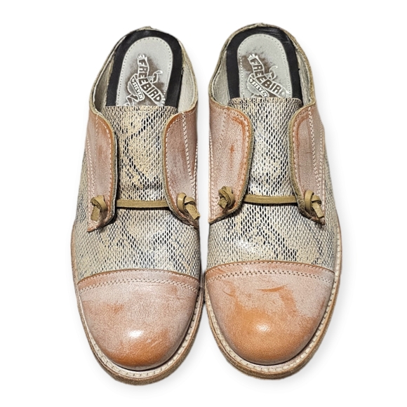 Freebird by Steven Malena Weathered Leather Mule Style Oxford Shoes - Picture 3 of 12